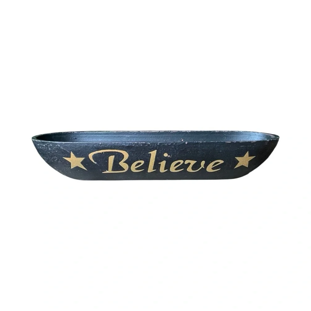 Primitive Wooden Bowls 3 PCs Faith Simplify Believe Family Rustic Country 11